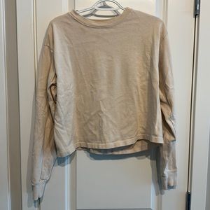 Brandy Melville Long sleeve beige slightly cropped tee